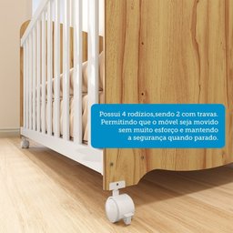 Quarto de Bebê com Guarda-Roupas 4 Portas Janeladas Cômoda e Berço 100% MDF Lana Espresso Móveis - 12