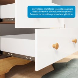 Quarto de Bebê com Guarda-Roupas 4 Portas Janeladas Cômoda e Berço 100% MDF Lana Espresso Móveis - 9
