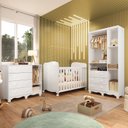 Ver imagem 2 de Quarto de Bebê Guarda-Roupa 3 Portas Cômoda e Berço 100% MDF Lana Espresso Móveis Branco Brilho