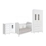 Quarto de Bebê Completo com Guarda Roupas 3 Portas Cômoda e Berço com Rodizio 100% Mdf Lana Espresso - 3