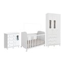 Ver imagem 3 de Quarto de Bebê Guarda-Roupa 3 Portas Cômoda e Berço 100% MDF Lana Espresso Móveis Branco Brilho