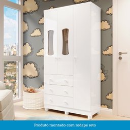 Quarto de Bebê Completo com Guarda Roupas 3 Portas Cômoda e Berço com Rodizio 100% Mdf Lana Espresso - 7