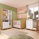 Ver imagem 2 de Quarto de Bebê Guarda-Roupa 3 Portas Cômoda e Berço MDF Lana Espresso Móveis Branco Brilho/Amêndoa