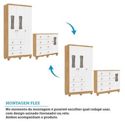 Quarto de Bebê Completo com Guarda Roupas 3 Portas Cômoda e Berço com Rodizio 100% Mdf Lana Espresso - 6 Quarto de Bebê Completo com Guarda Roupas 3 Portas Cômoda e Berço com Rodizio 100% Mdf Lana Espresso - 6