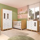 Ver imagem 1 de Quarto de Bebê Guarda-Roupa 3 Portas Cômoda e Berço MDF Lana Espresso Móveis Branco Brilho/Amêndoa
