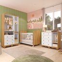 Ver imagem 2 de Quarto de Bebê Guarda-Roupa 3 Portas Cômoda e Berço MDF Lana Espresso Móveis Amêndoa/Branco Brilho