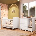 Ver imagem 3 de Quarto de Bebê Berço com Rodízios Cômoda 1 Porta Janelada 100% MDF Lana Espresso Móveis Branco