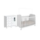 Ver imagem 4 de Quarto de Bebê Berço com Rodízios Cômoda 1 Porta Janelada 100% MDF Lana Espresso Móveis Branco