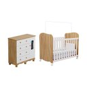 Ver imagem 4 de Quarto de Bebê Berço com Rodízios Cômoda 1 Porta 100% MDF Lana Espresso Móveis Branco/Amêndoa
