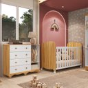 Ver imagem 3 de Quarto de Bebê Berço com Rodízios Cômoda 1 Porta 100% MDF Lana Espresso Móveis Branco/Amêndoa