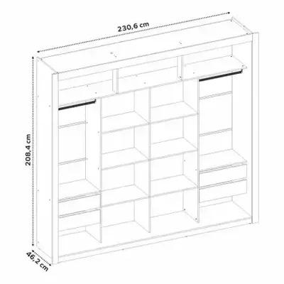 Ver imagem 4 de Guarda Roupa Closet Triplo Nt6060 Mdf Preto Tx Amoudi Móveis