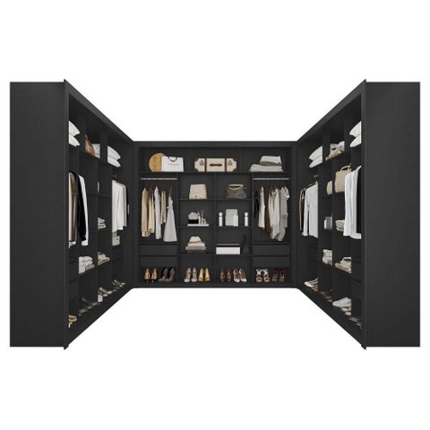 Guarda Roupa Closet Triplo Nt6060 Mdf Preto Tx Amoudi Móveis