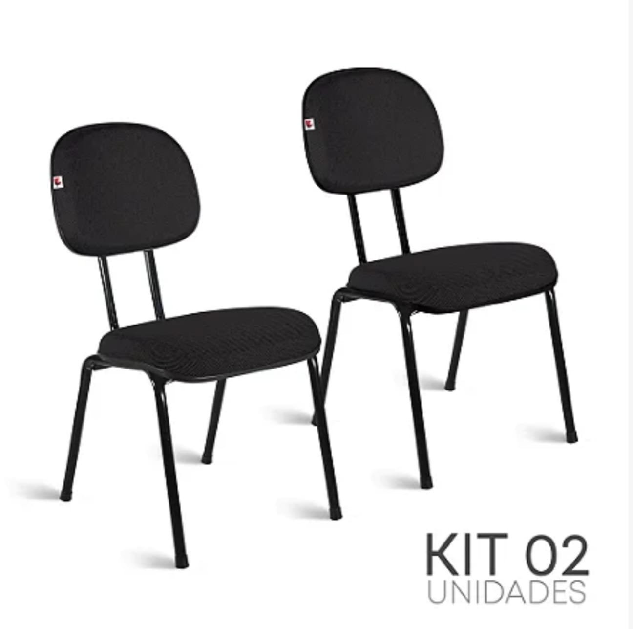 Kit 2 cadeiras palito demontavel fixa AARON FLEX tecido preto