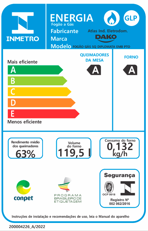 Fogão de Embutir 5 Bocas Preto com Mesa de Vidro Dako Diplomata Bivolt - 8