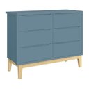Ver imagem 4 de Jogo de Quarto Infantil Classic Guarda Roupa 3 Portas e Cômoda 6 Gavetas Azul Fosco com Pés Madeira