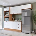 Ver imagem 1 de Cozinha Pérola 270cm com Rodapé 4 Peças Branco/Freijó Yescasa