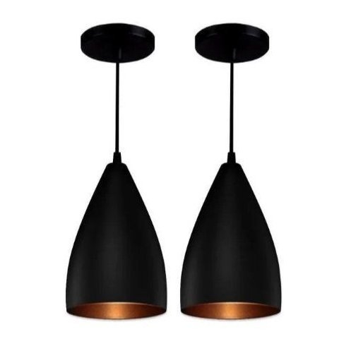 Kit 2 Pendente Vegas Preto e Cobre