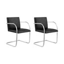 Ver imagem 1 de Kit 2 Cadeiras Brno Couro Natural Preto Tubular Cromada