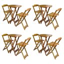Ver imagem 1 de Kit 4 Jogos de Mesa Bistrô de Madeira com 2 Cadeiras Dobrável Ideal para Bar e Restaurante Mel