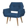Kit 4 Poltronas Decorativa Breda Prime Veludo Azul Marinho Base Fixa em Madeira Maciça - 3