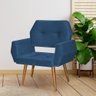 Kit 4 Poltronas Decorativa Breda Prime Veludo Azul Marinho Base Fixa em Madeira Maciça - 2