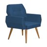 Kit 4 Poltronas Decorativa Breda Prime Veludo Azul Marinho Base Fixa em Madeira Maciça - 4