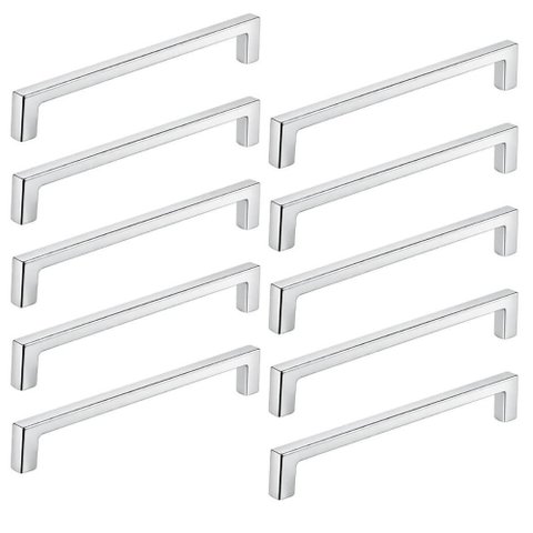 Kit 10 Puxadores Alça Zamac Cromado 128mm Linea para Móveis Armários Gavetas Cozinha