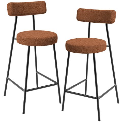 Kit 02 Banquetas Baixa para Cozinha Sala de Jantar Bar Bancada Milão L02 Bouclê Terracota - lyam dec