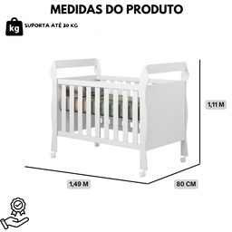 Berço Multifuncional Mini Cama com Colchão Grade Removível:branco - 6