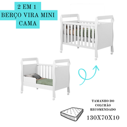 Berço Multifuncional Mini Cama com Colchão Grade Removível:branco - 4