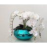 Arranjo Com 4 Orquídeas Brancas No Vaso Espelhado Azul - 4