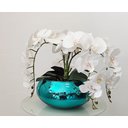 Ver imagem 4 de Arranjo Com 4 Orquídeas Brancas No Vaso Espelhado Azul