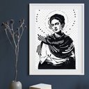 Ver imagem 1 de Quadro Frida Kahlo Minimalista 60x48cm:madeira Preta