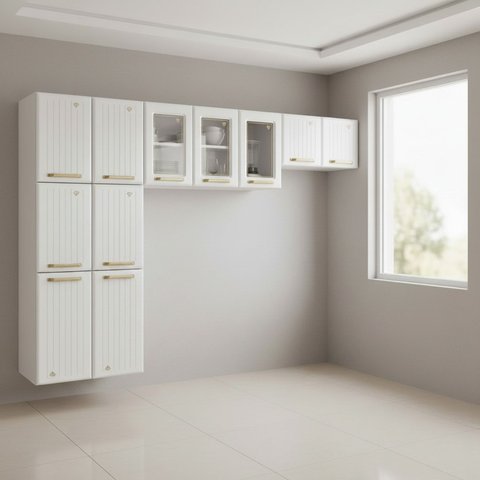 Armários Cozinha Compacta 245cm 3 Peças Diamante New Telasul
