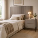 Ver imagem 1 de Cabeceira Ripada Solteiro Bend com Mesa MDF Grigio com Preto Casa Lar Shop