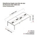 Ver imagem 3 de Estação de Trabalho Mesa Plataforma Escritório Dupla para 4 Pessoas com Caixa de Tomada Pdc Branco