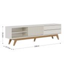 Ver imagem 2 de Rack Veneza 200cm P/tv até 75 Polegadas 1p Deslizante C/detalhe Ripado e Pés em Madeira Maciça Colib