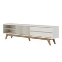 Ver imagem 6 de Rack Veneza 200cm P/tv até 75 Polegadas 1p Deslizante C/detalhe Ripado e Pés em Madeira Maciça Colib