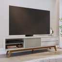 Ver imagem 1 de Rack Veneza 200cm P/tv até 75 Polegadas 1p Deslizante C/detalhe Ripado e Pés em Madeira Maciça Colib