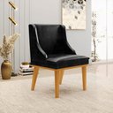 Ver imagem 2 de Kit 6 Cadeiras Decorativas Sala de Jantar Base Fixa de Madeira Firenze PU Preto Brilho/Castanho G19