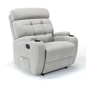 Poltrona do Papai Reclinável em Tecido Linho Cor Cinza Reclinação Manual - Modelo Florença