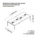 Ver imagem 3 de Estação de Trabalho Mesa Plataforma Escritório Dupla para 4 Pessoas com Caixa de Tomada Pdc Marrom/Walnut/Branco