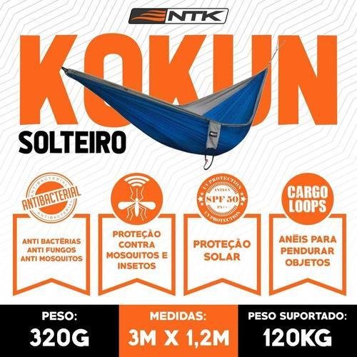 Rede De Descanso Nautika Solteiro Kokun Suporta Até 120 Kg - 3