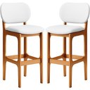 Ver imagem 1 de Kit 02 Banquetas Alta Para Cozinha Madeira Fixa Betta L02 Imbuia Facto Branco - Lyam Decor