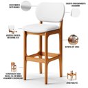 Ver imagem 4 de Kit 02 Banquetas Alta Para Cozinha Madeira Fixa Betta L02 Imbuia Facto Branco - Lyam Decor