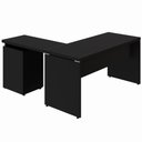 Ver imagem 4 de Escrivaninha em L com Gaveteiro Pé Painel F5 3 Gavetas 150cm Preto F5 Office