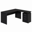 Ver imagem 3 de Escrivaninha em L com Gaveteiro Pé Painel F5 3 Gavetas 150cm Preto F5 Office