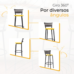 Kit 3 Banquetas Alta para Cozinha Junco Degradê Bancada Bistrô Balcão Ilhas Área Gourmet Piscina - 5