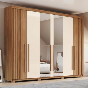 Guarda-roupa Casal 6 Portas 4 Gavetas com Espelho Nathaniel Espresso Móveis
