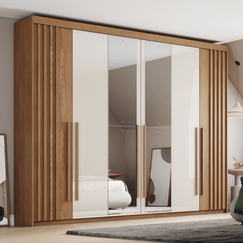 Guarda-roupa Casal 6 Portas 4 Gavetas com Espelho Nathaniel Espresso Móveis